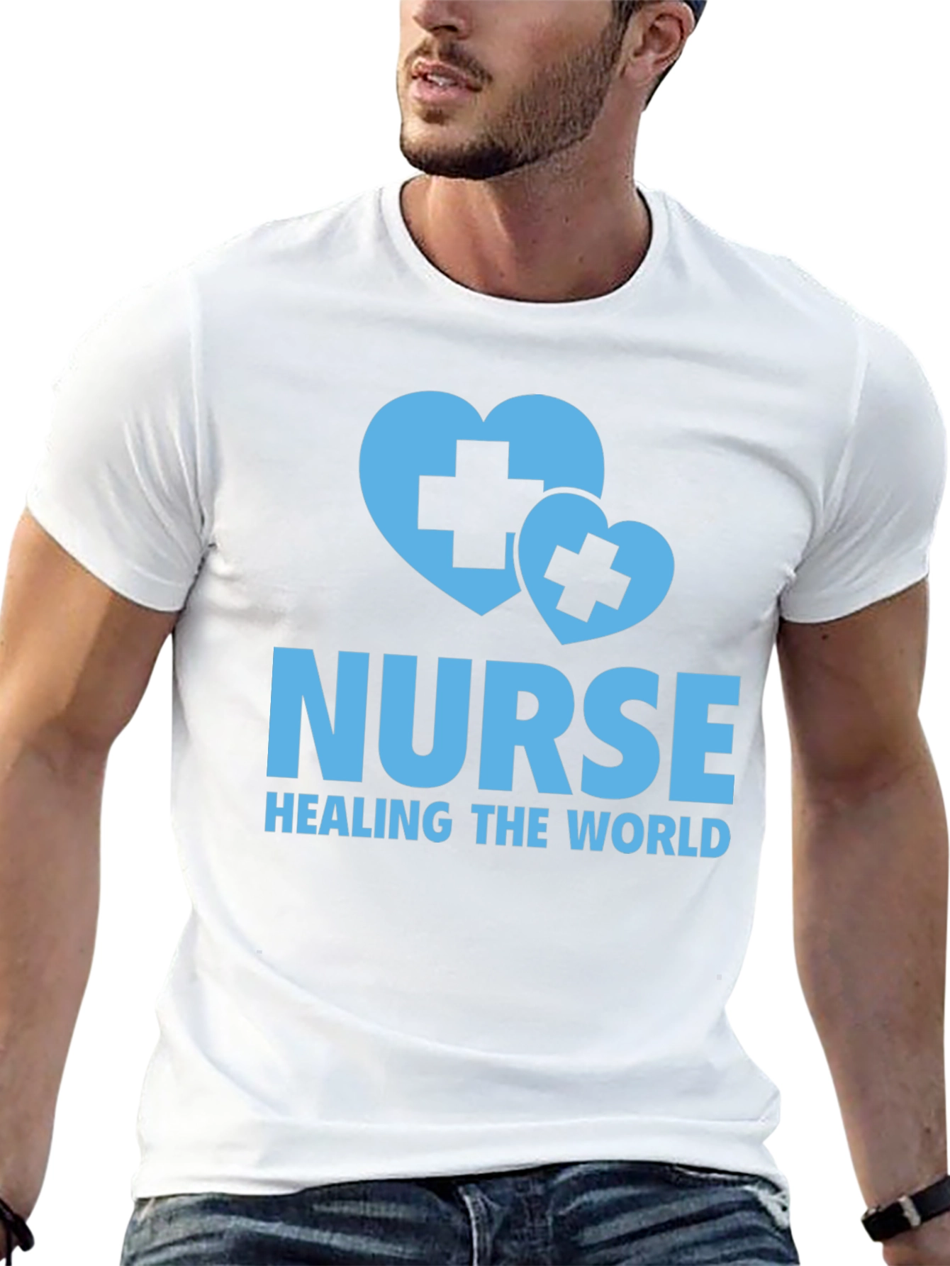 Nurse Healing the World T-Shirt - Black Cotton
