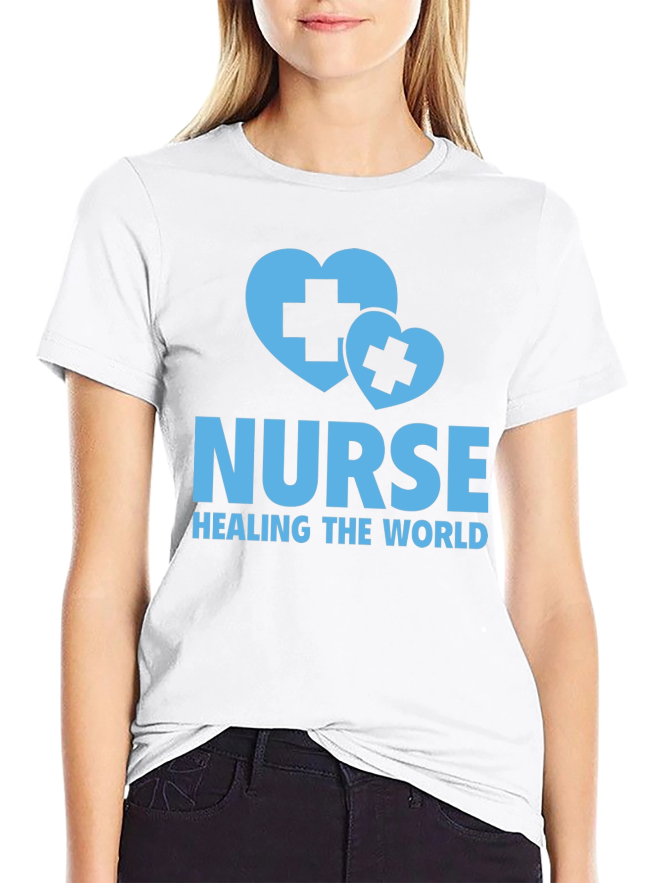 Nurse Healing the World T-Shirt - Black Cotton
