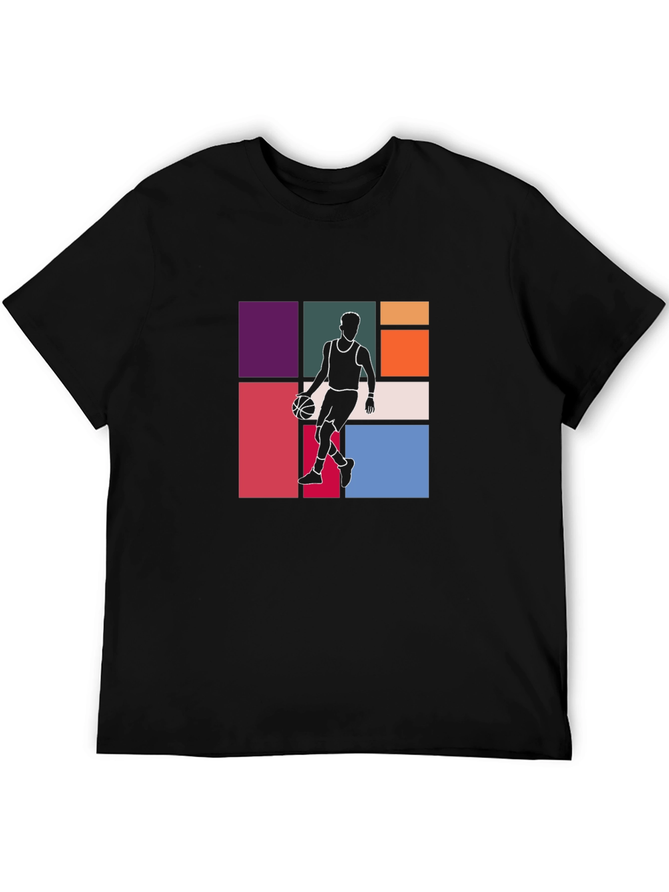 Retro Basketball Graphic Tee - Black Cotton T-Shirt