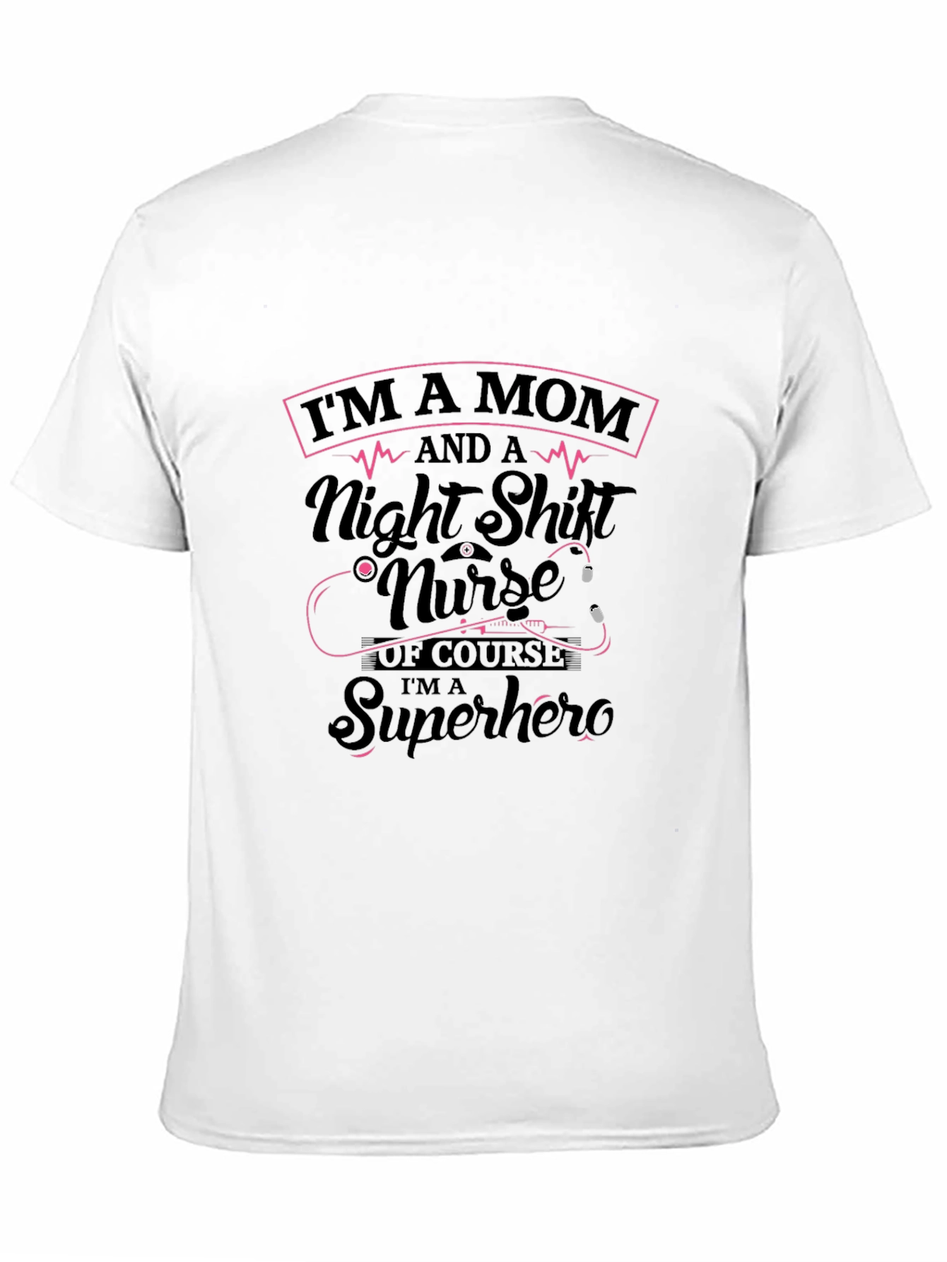 Mom Night Shift Nurse Superhero Black T-Shirt