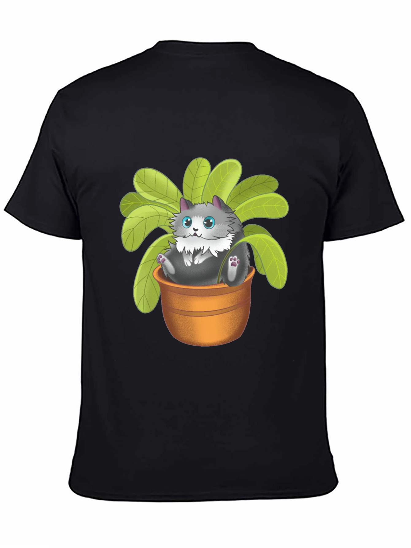 Cute Cat Plant Pot Graphic T-Shirt - Unisex
