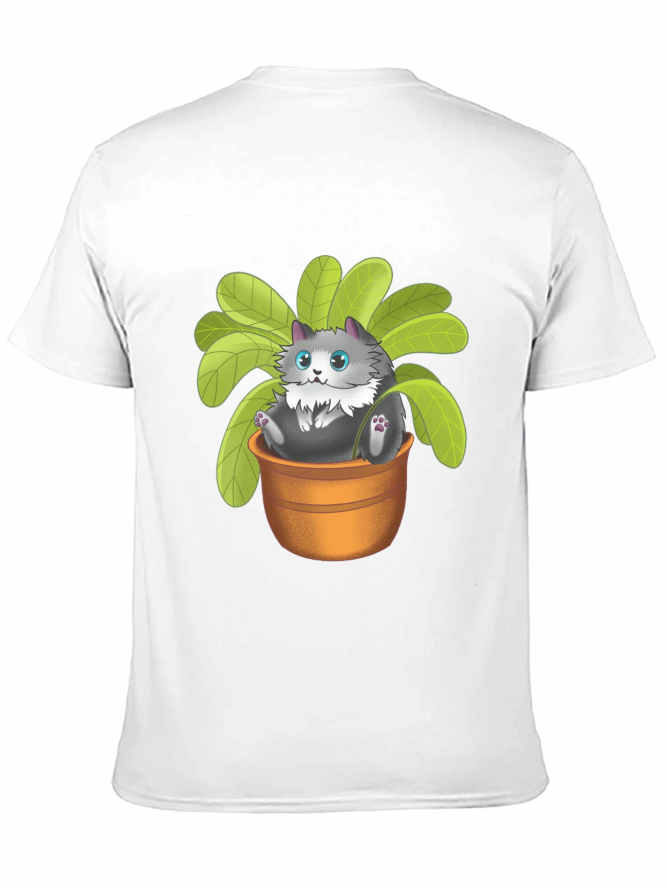 Cute Cat Plant Pot Graphic T-Shirt - Unisex