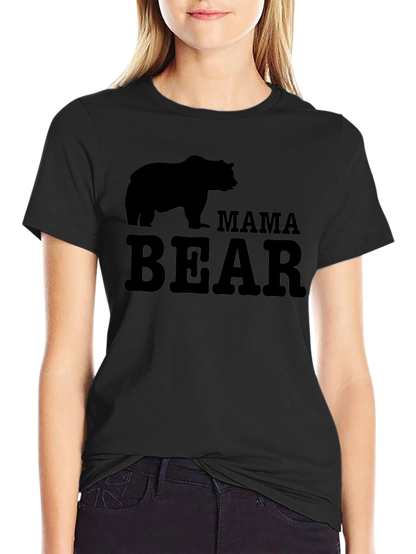 Mama Bear Graphic T-Shirt - Black Crew Neck
