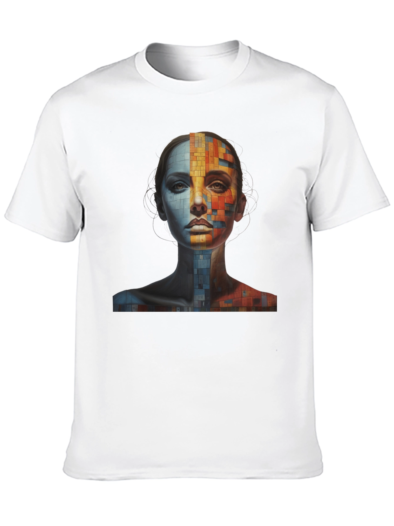 Abstract Mosaic Face Graphic Tee