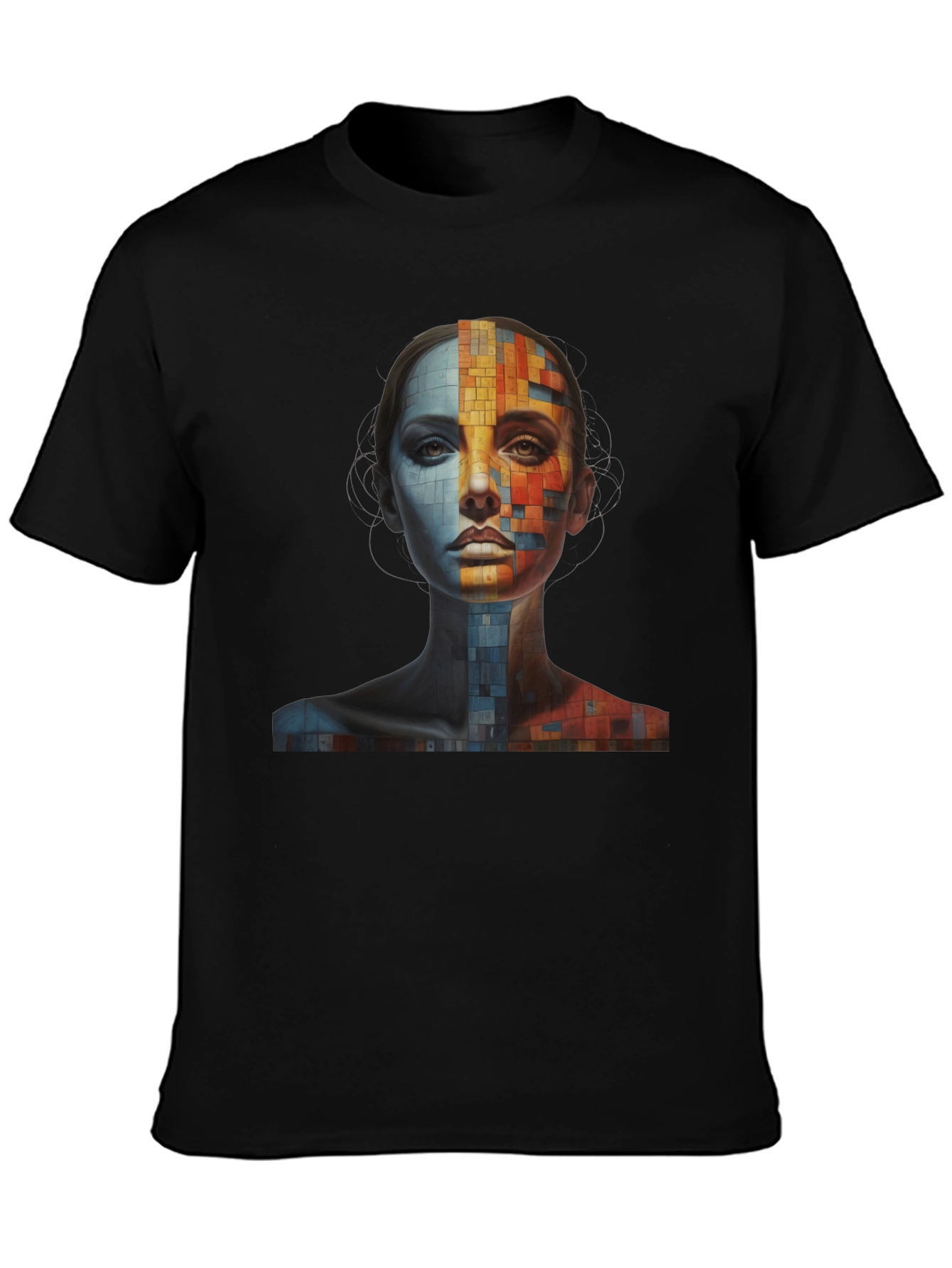 Abstract Mosaic Face Graphic Tee