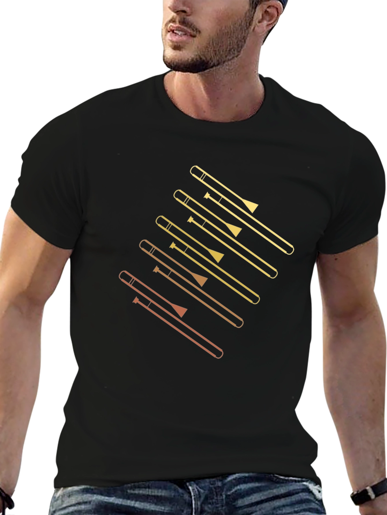Trombone Graphic Tee - Music Lovers Black T-Shirt