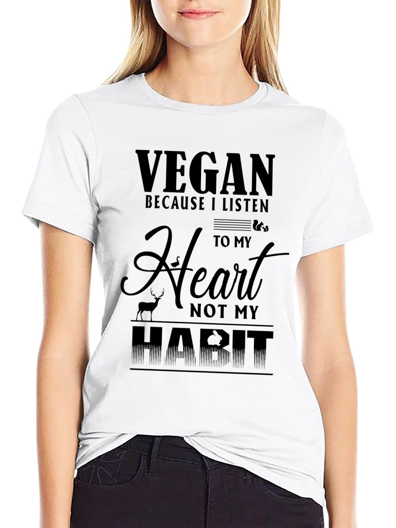 Vegan Heart Habit T-Shirt Animal Lover Tee