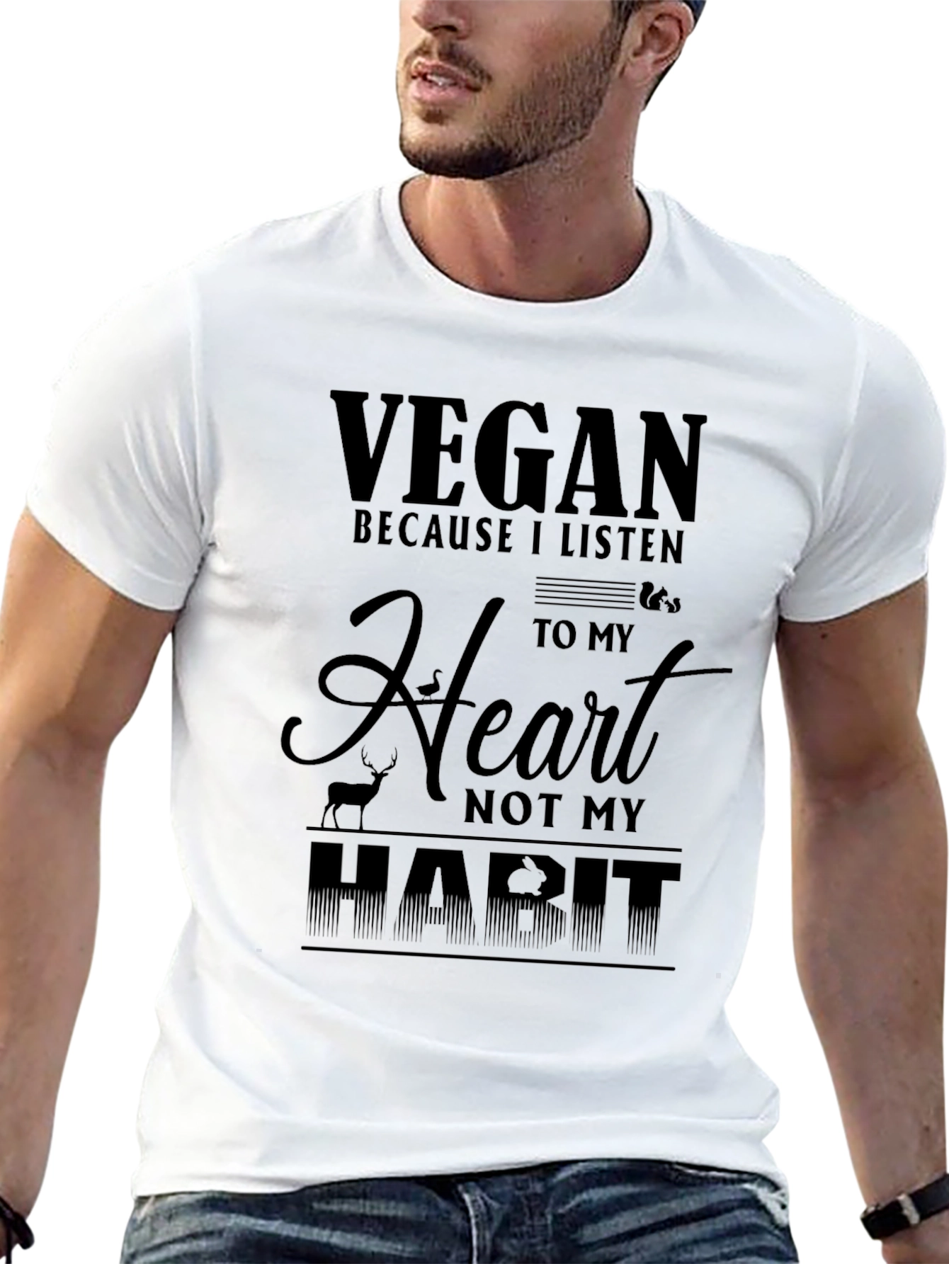 Vegan Heart Habit T-Shirt Animal Lover Tee