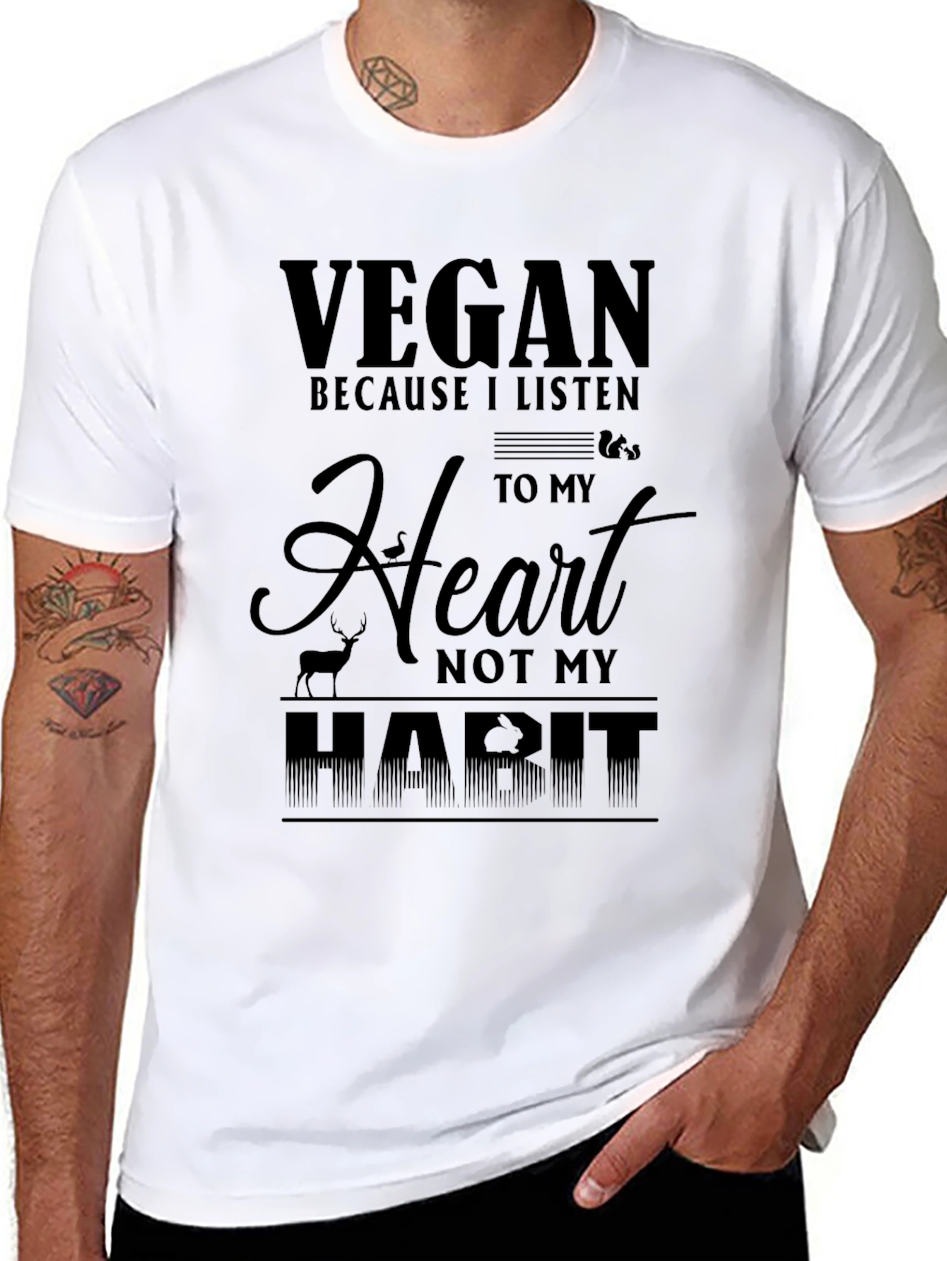 Vegan Heart Habit T-Shirt Animal Lover Tee