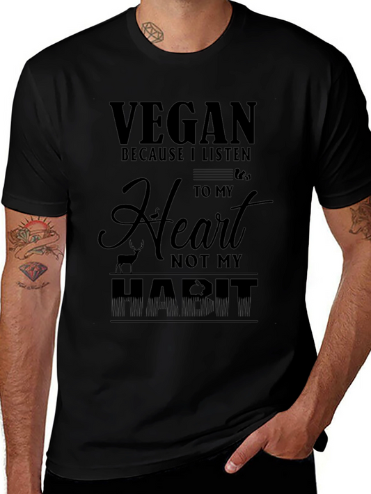 Vegan Heart Habit T-Shirt Animal Lover Tee