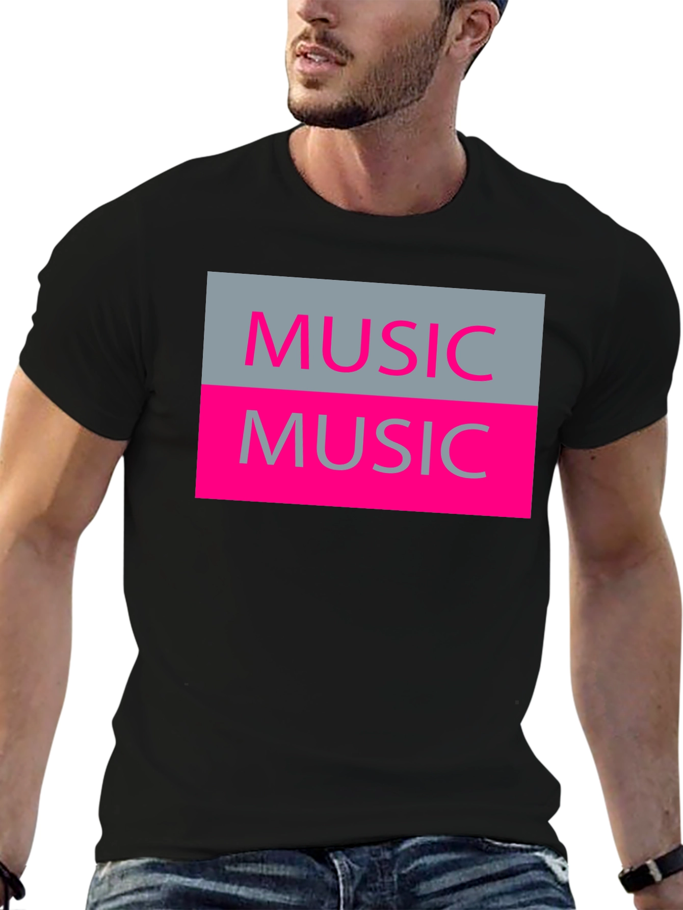 Music Graphic T-Shirt - Black Cotton Tee