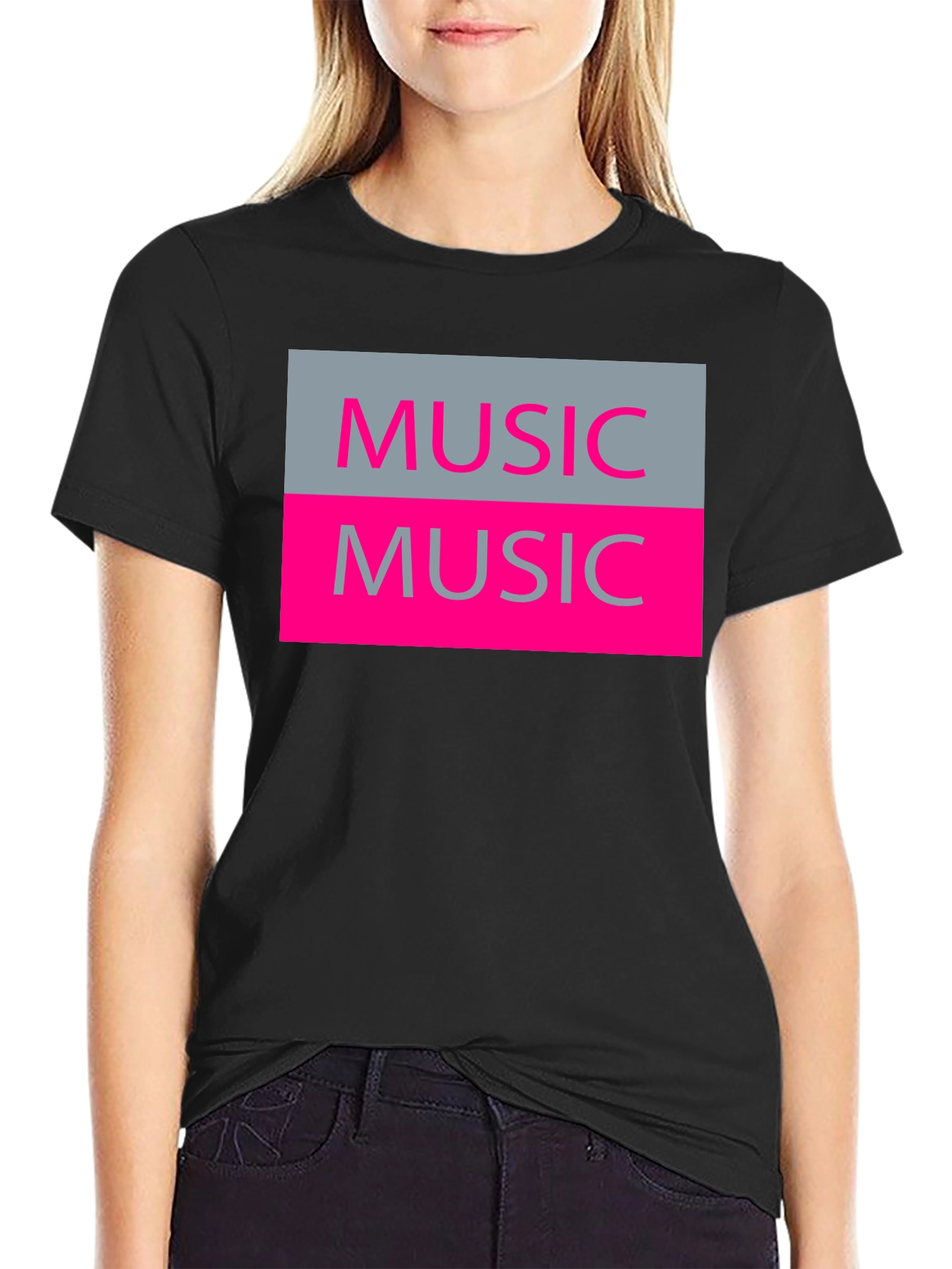 Music Graphic T-Shirt - Black Cotton Tee
