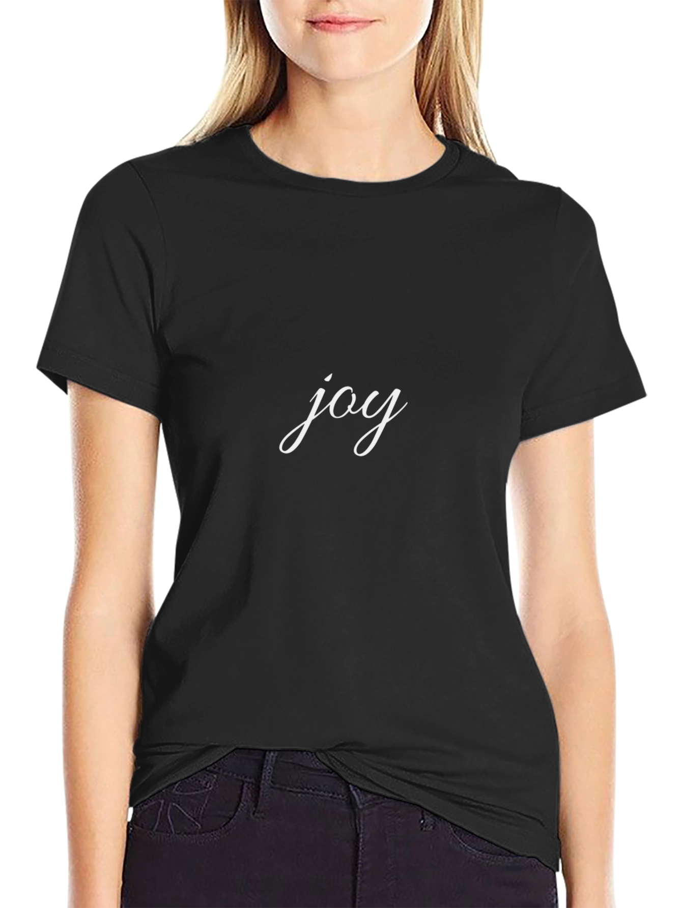 Joyful Black Tee - Stylish Comfort