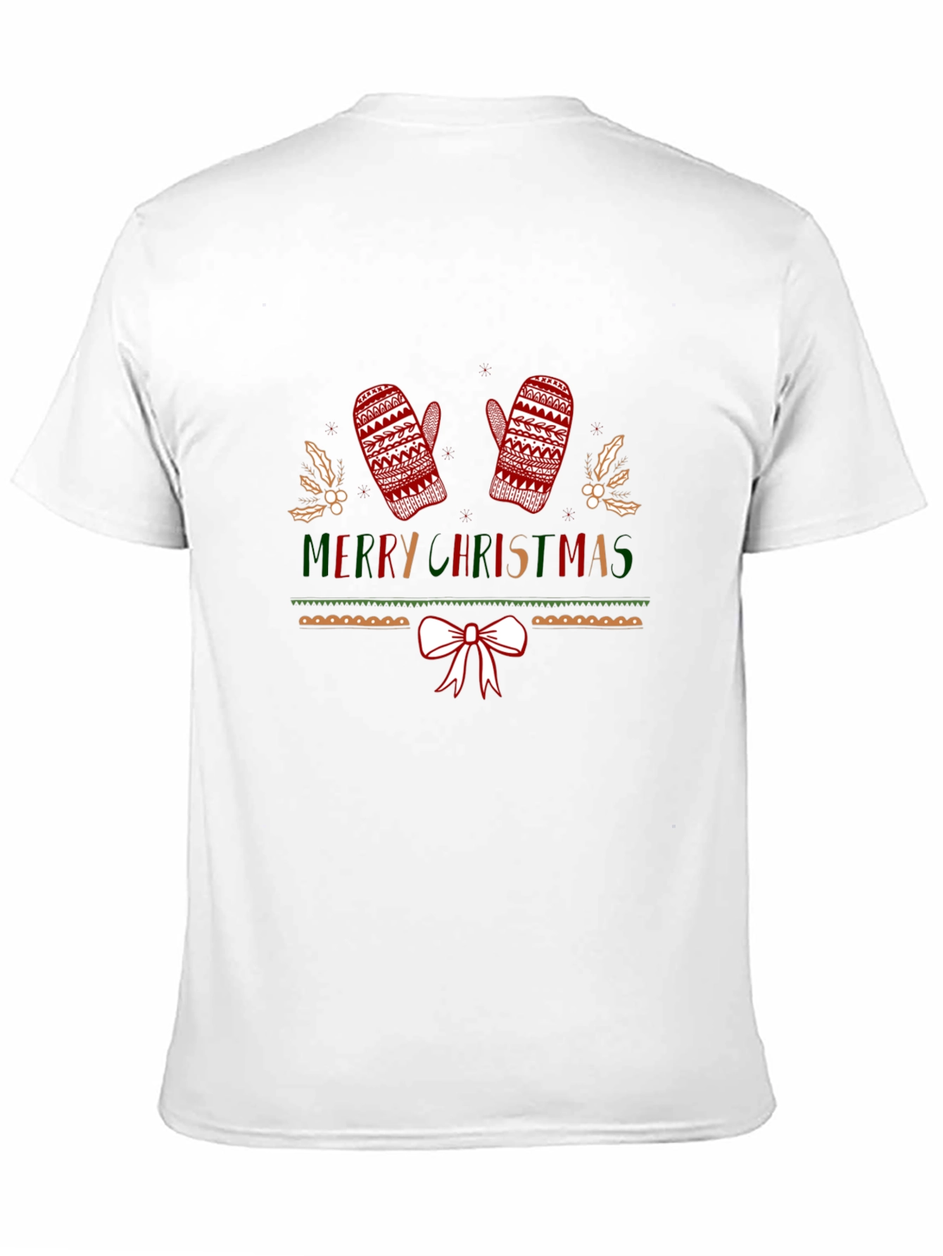 Festive Merry Christmas Knitted Mittens T-Shirt