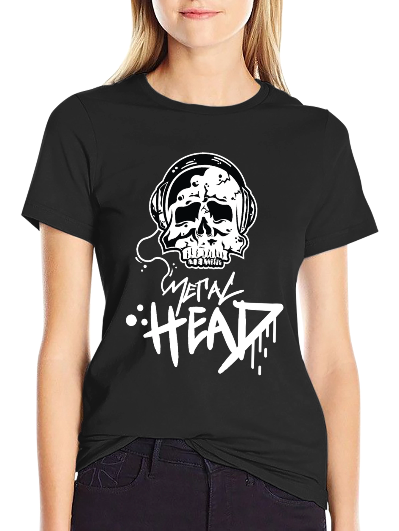 Metal Head Skull Graphic T-Shirt - Black Cotton Tee