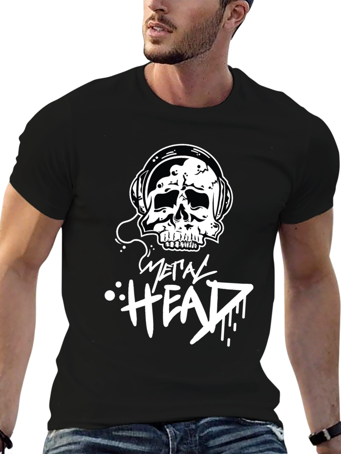 Metal Head Skull Graphic T-Shirt - Black Cotton Tee