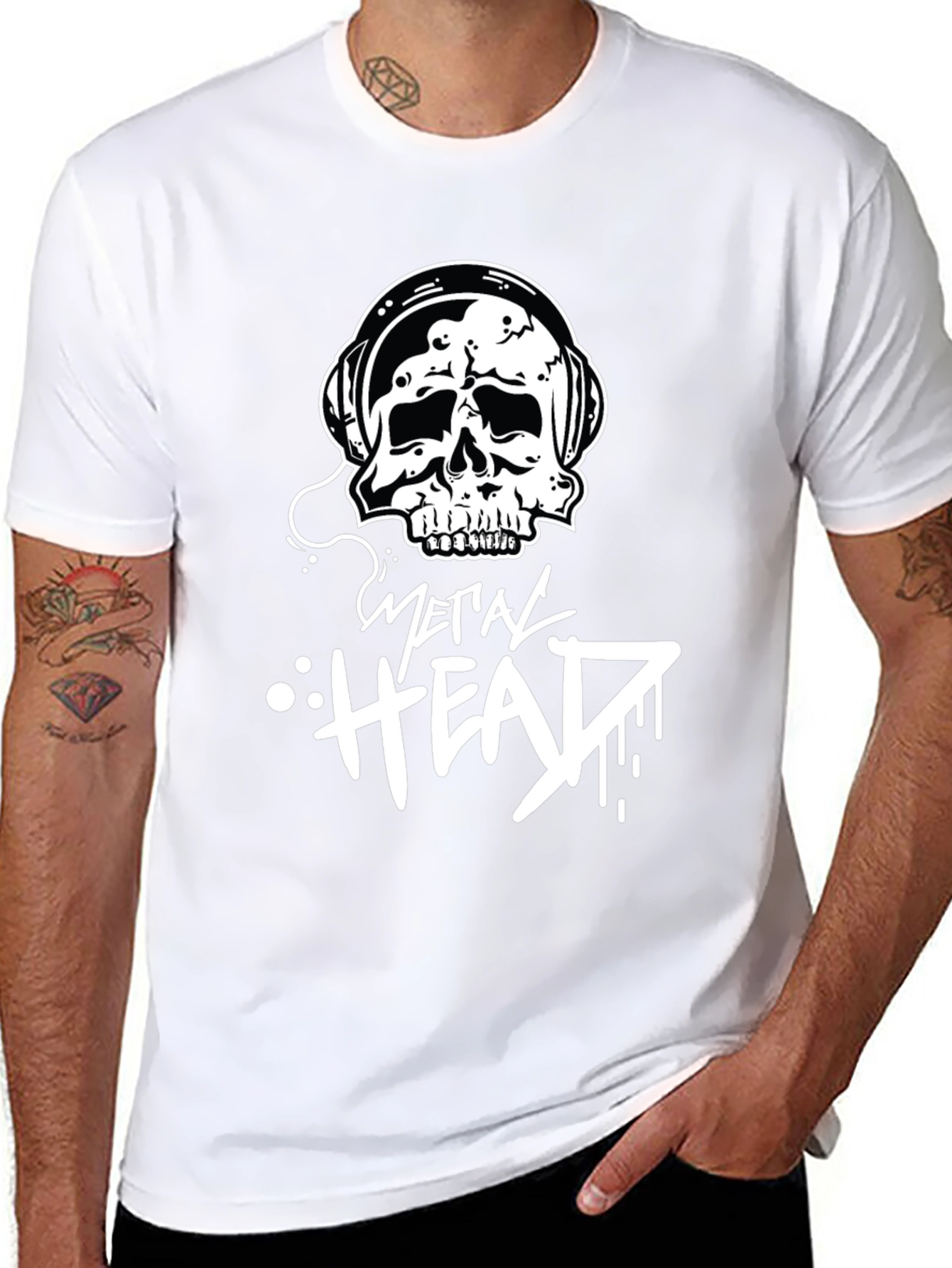 Metal Head Skull Graphic T-Shirt - Black Cotton Tee