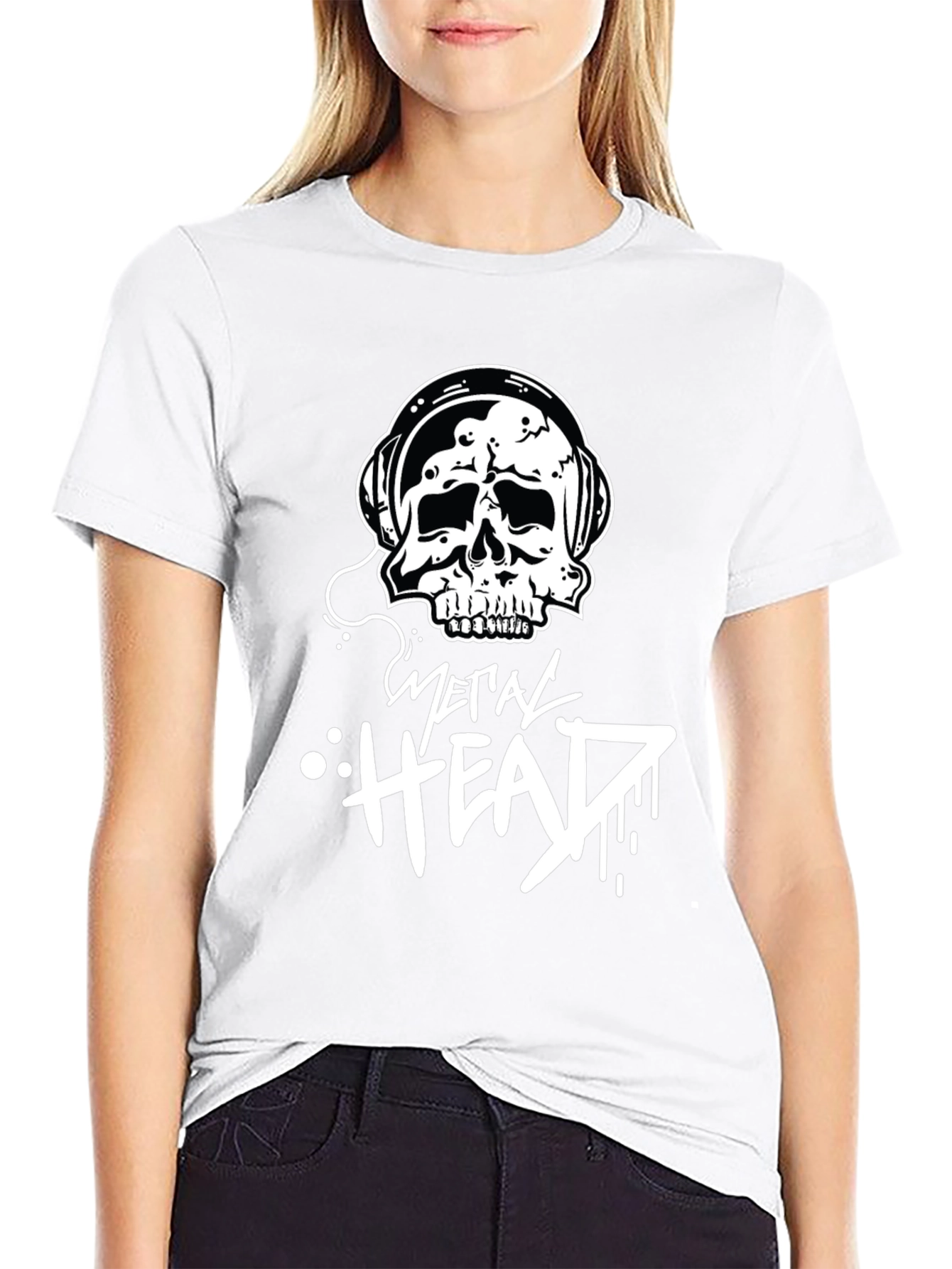 Metal Head Skull Graphic T-Shirt - Black Cotton Tee