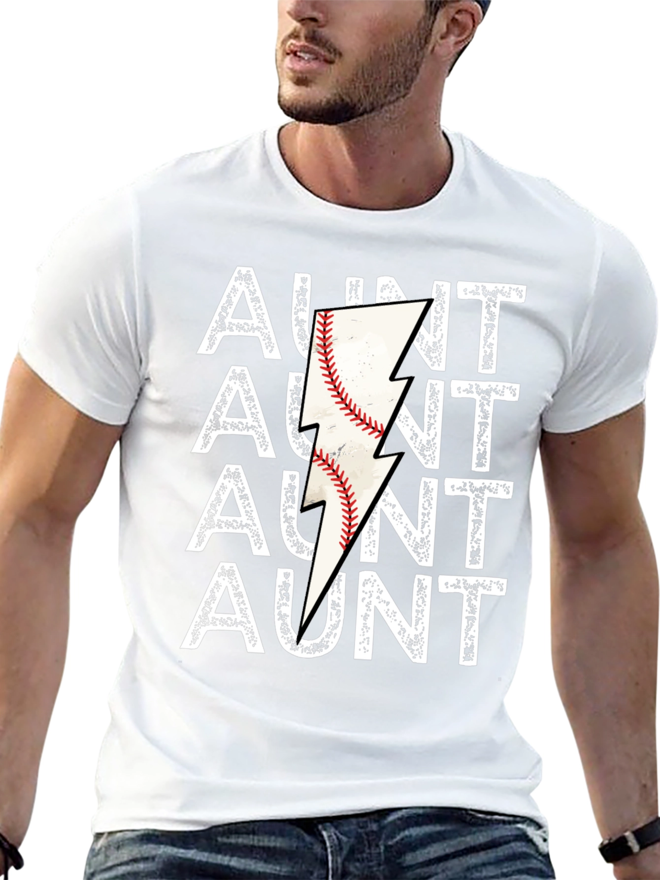 Aunt Baseball Lightning Bolt Graphic Tee