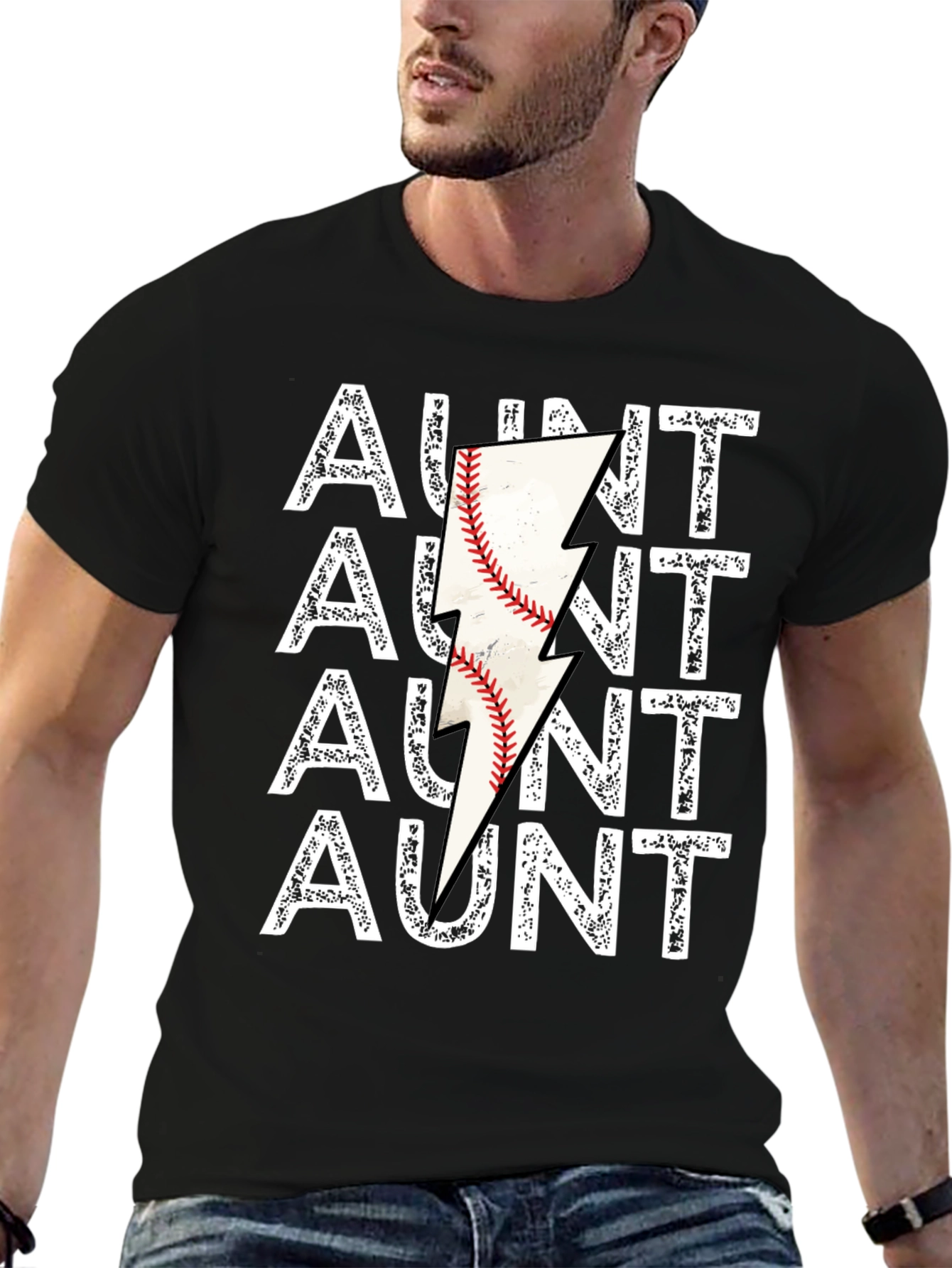Aunt Baseball Lightning Bolt Graphic Tee