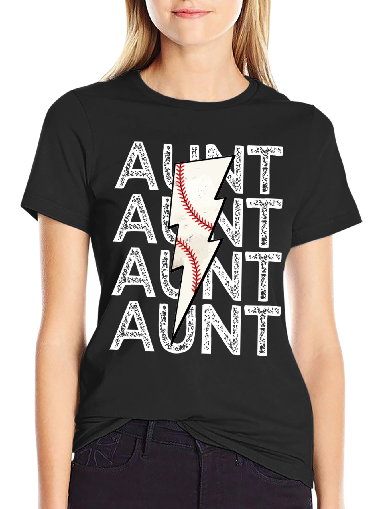 Aunt Baseball Lightning Bolt Graphic Tee