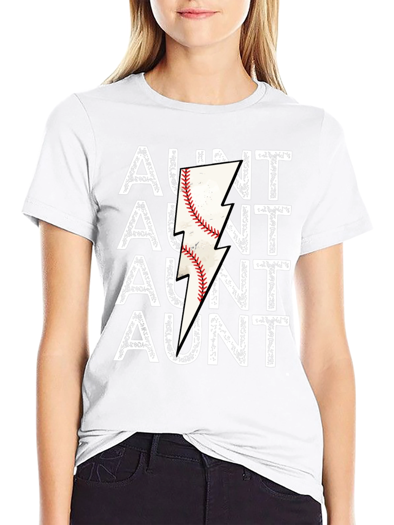 Aunt Baseball Lightning Bolt Graphic Tee
