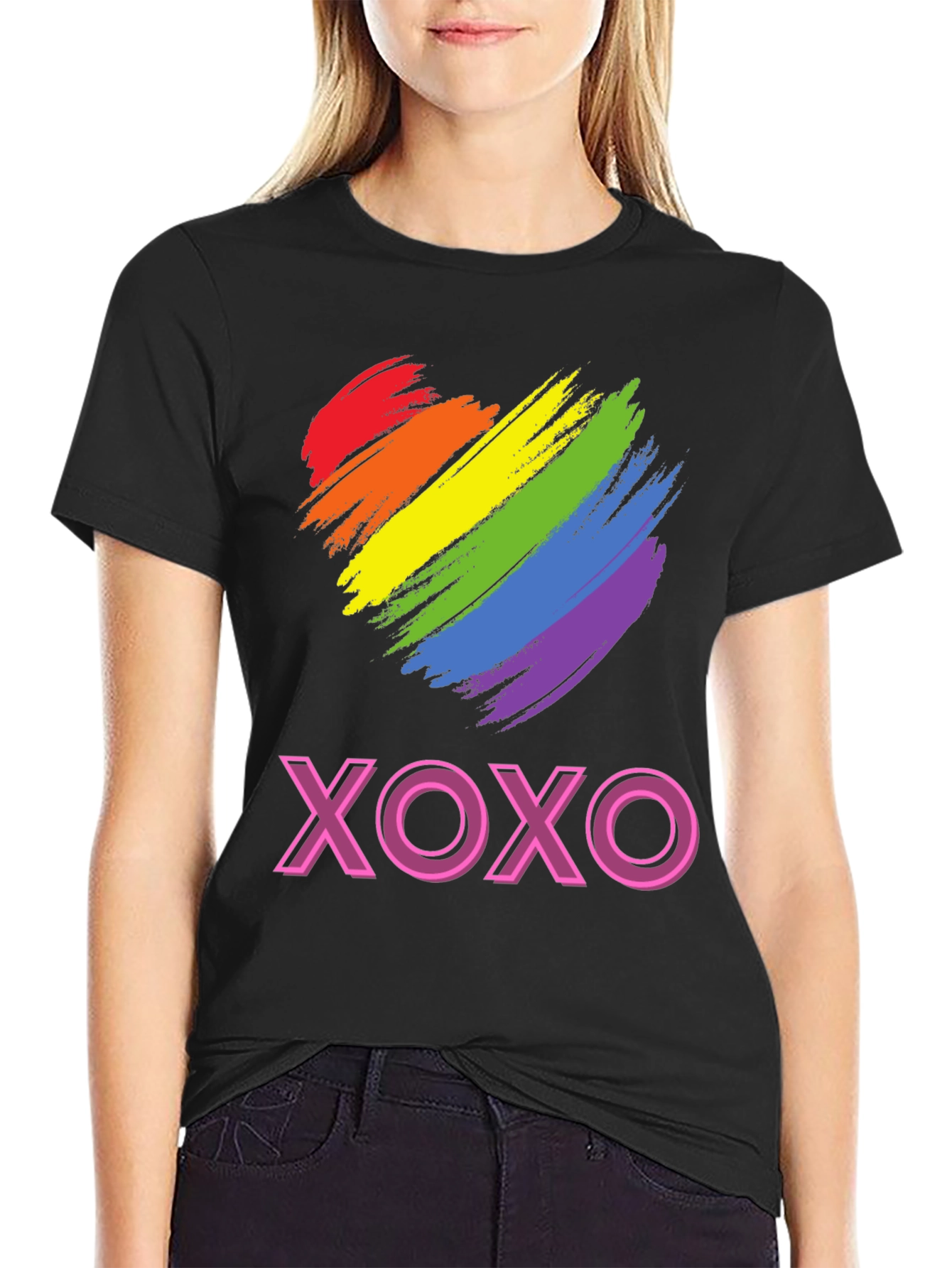 Rainbow Heart XOXO Graphic Tee