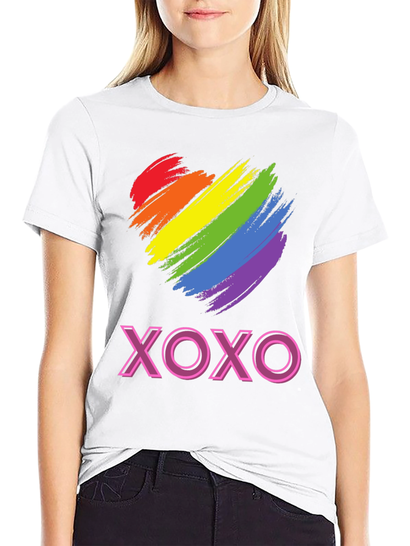 Rainbow Heart XOXO Graphic Tee