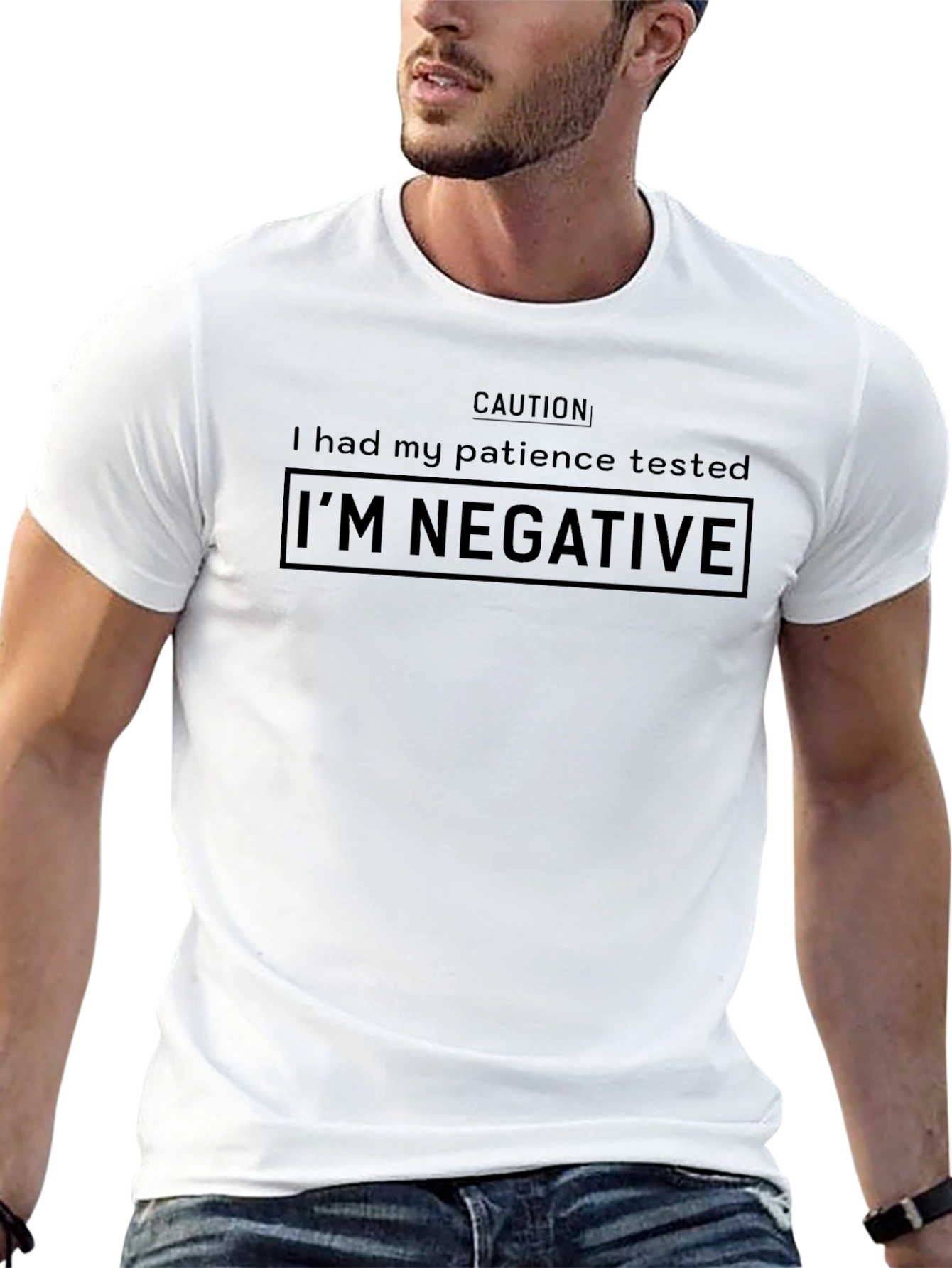 Caution Im Negative Patience Humor T-Shirt