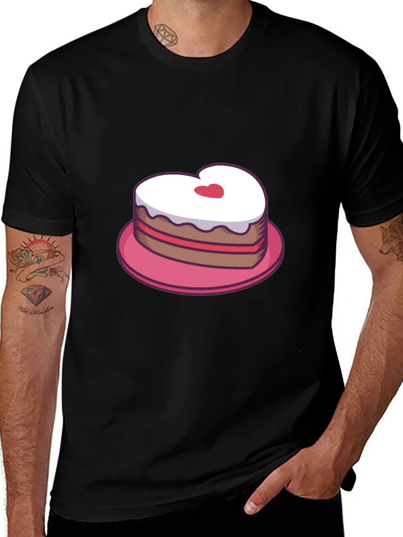 Heart Cake Graphic Tee - Sweet Treat Shirt