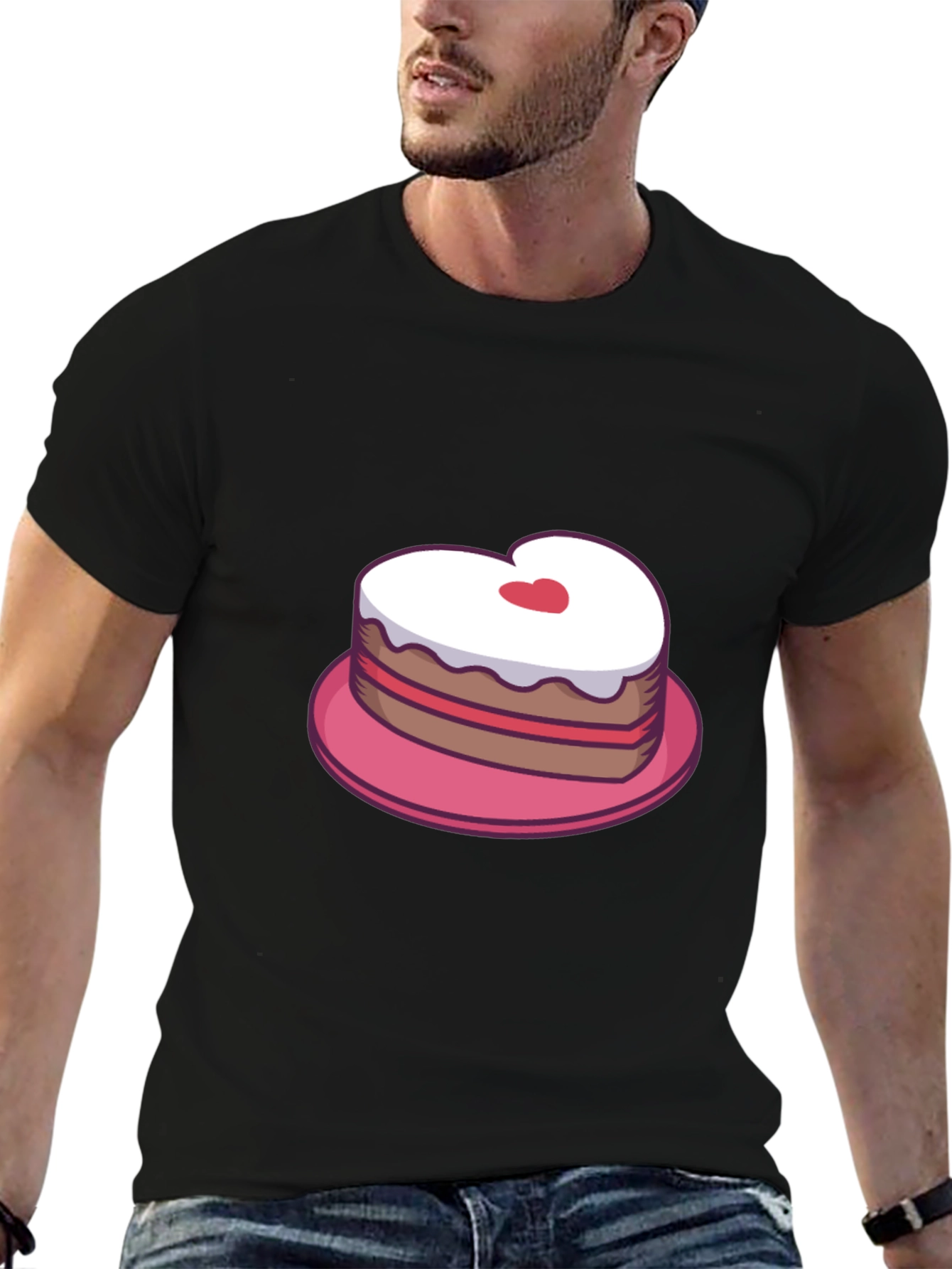 Heart Cake Graphic Tee - Sweet Treat Shirt