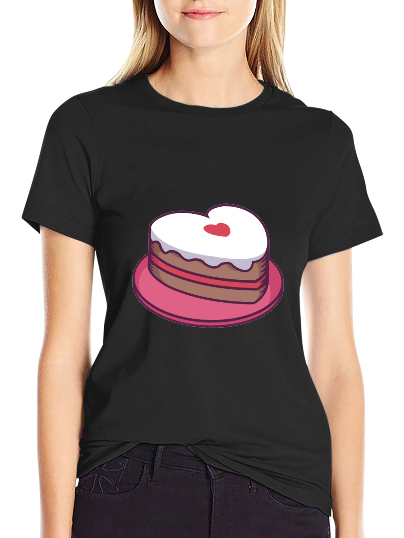 Heart Cake Graphic Tee - Sweet Treat Shirt