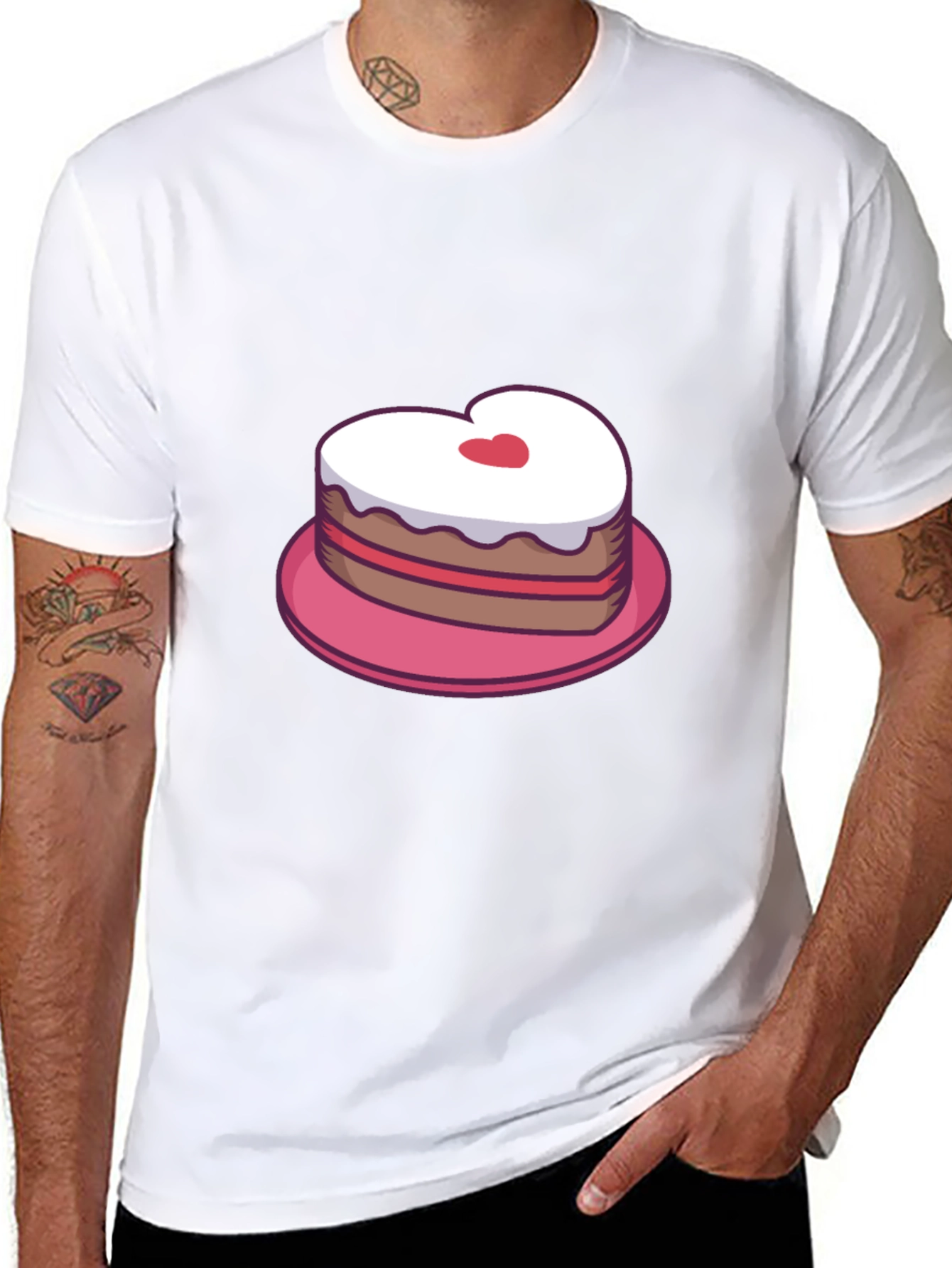 Heart Cake Graphic Tee - Sweet Treat Shirt
