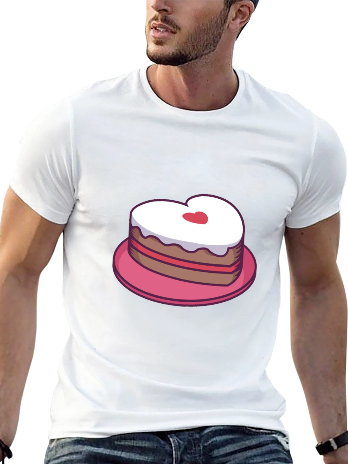 Heart Cake Graphic Tee - Sweet Treat Shirt