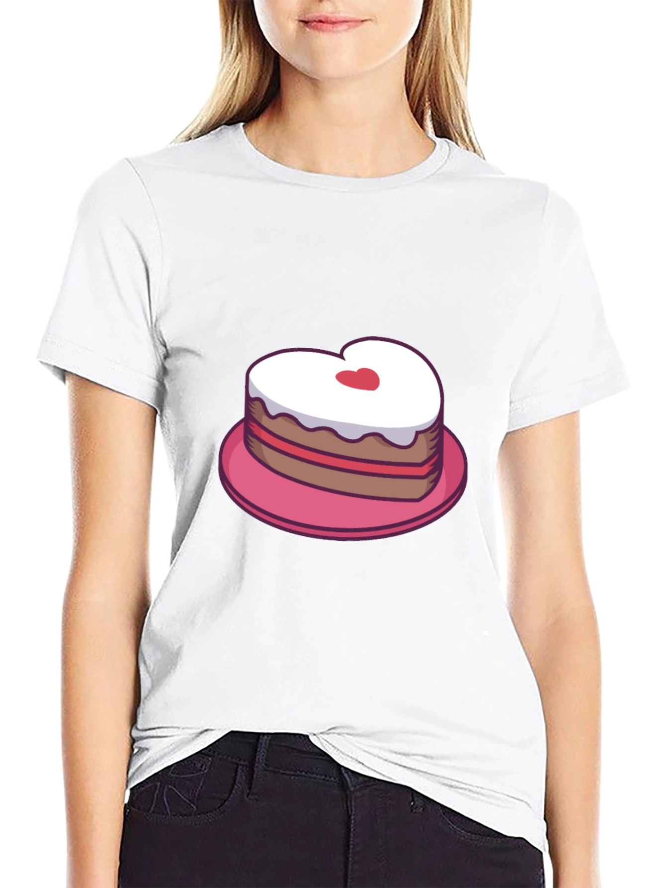 Heart Cake Graphic Tee - Sweet Treat Shirt