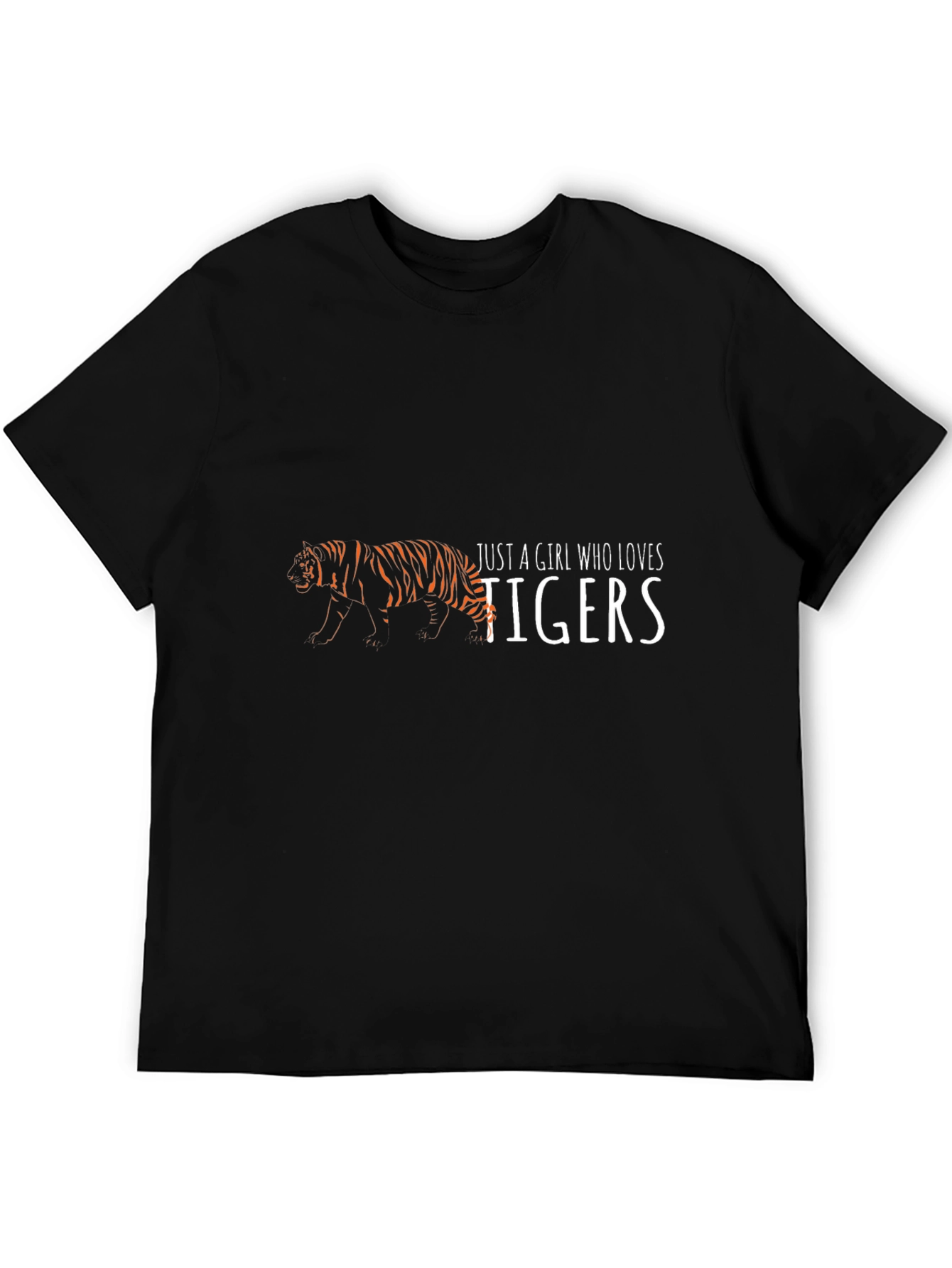 Girl Who Loves Tigers Black T-Shirt