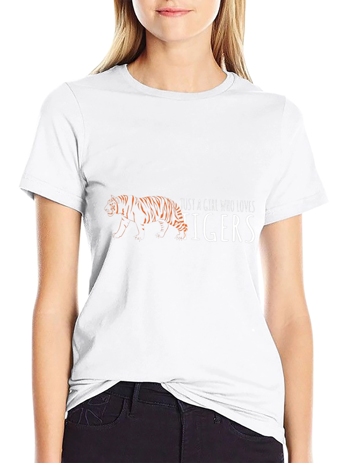 Girl Who Loves Tigers Black T-Shirt