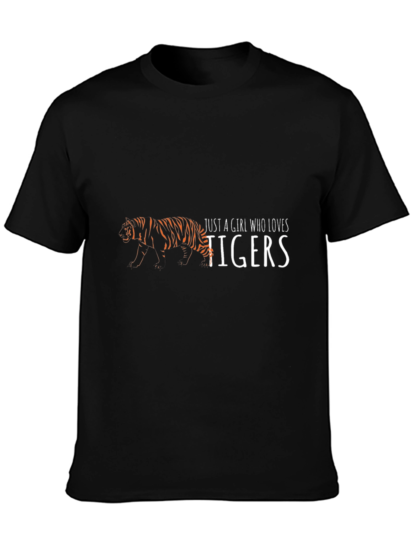 Girl Who Loves Tigers Black T-Shirt