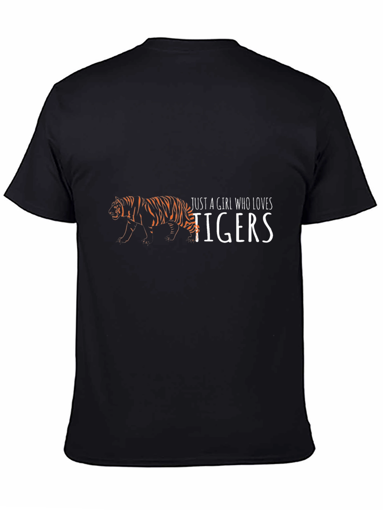 Girl Who Loves Tigers Black T-Shirt