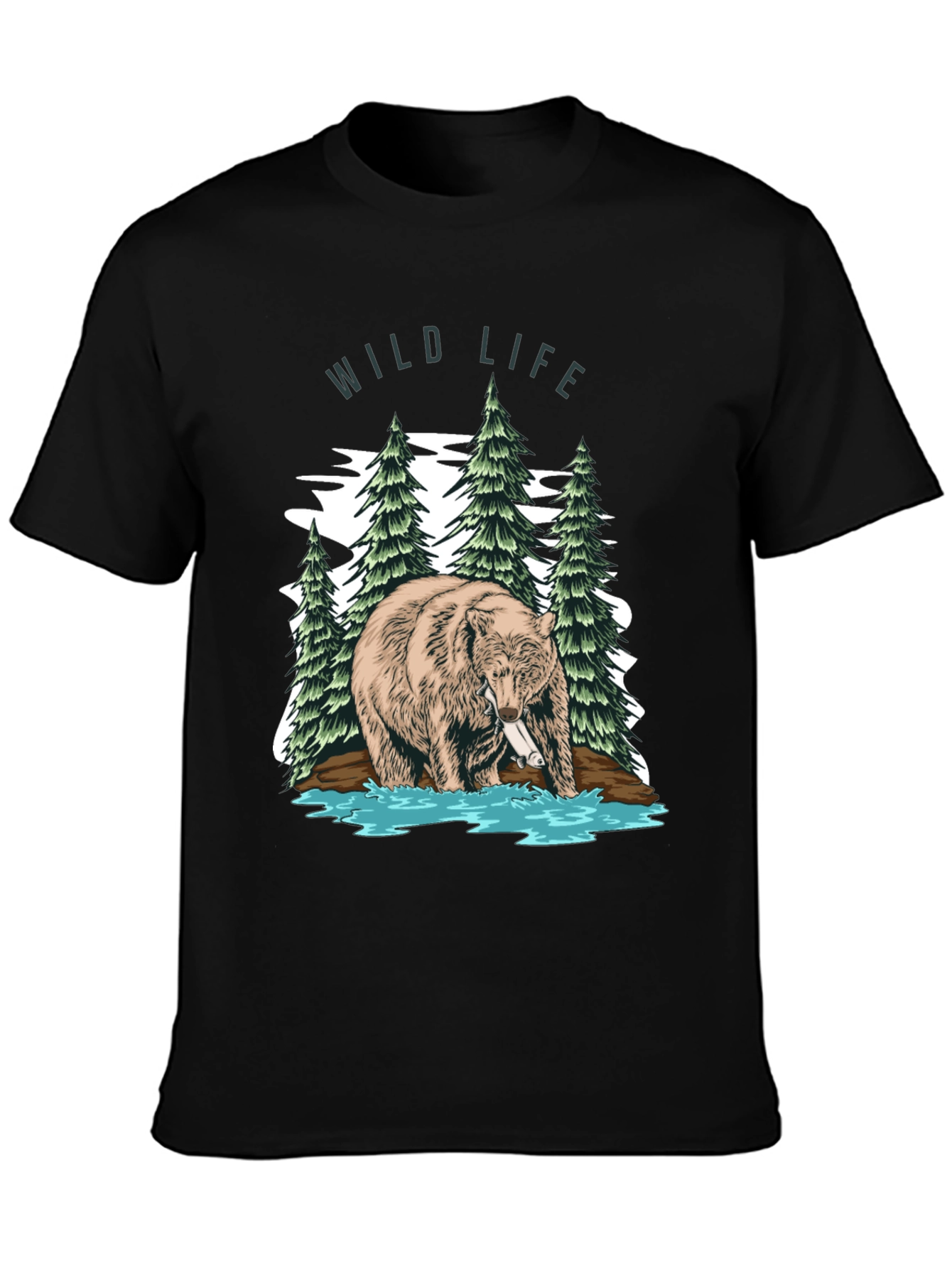 Wildlife Bear Graphic Print Mens T-Shirt