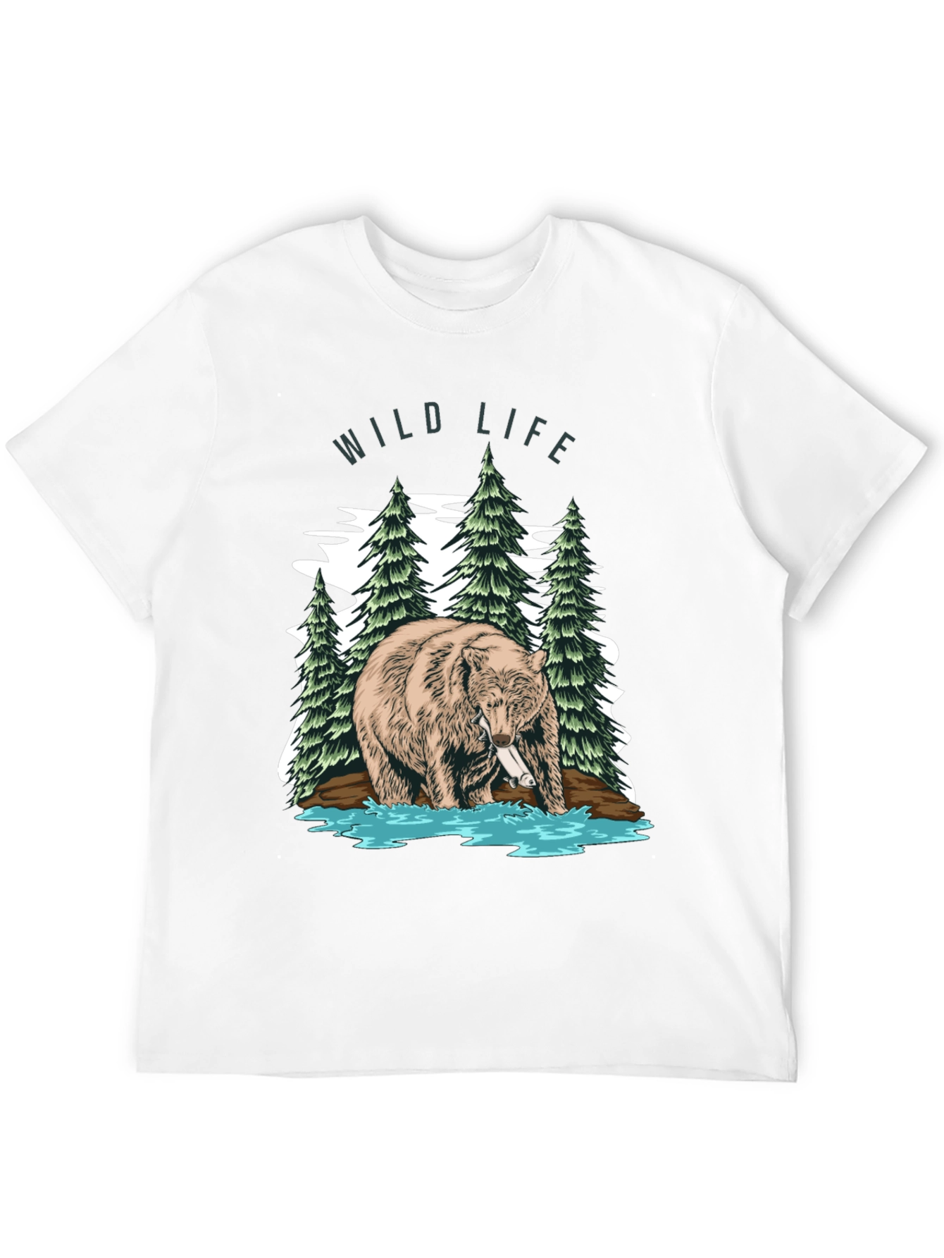 Wildlife Bear Graphic Print Mens T-Shirt