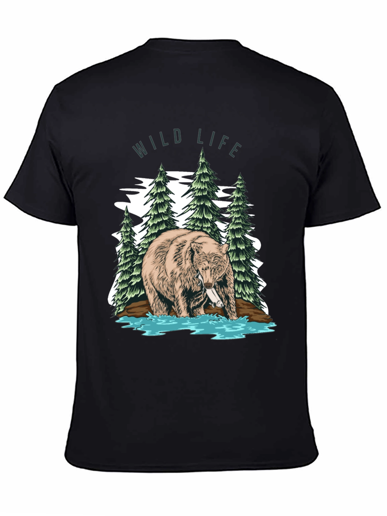 Wildlife Bear Graphic Print Mens T-Shirt