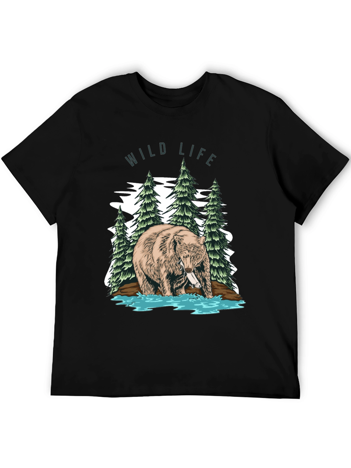 Wildlife Bear Graphic Print Mens T-Shirt