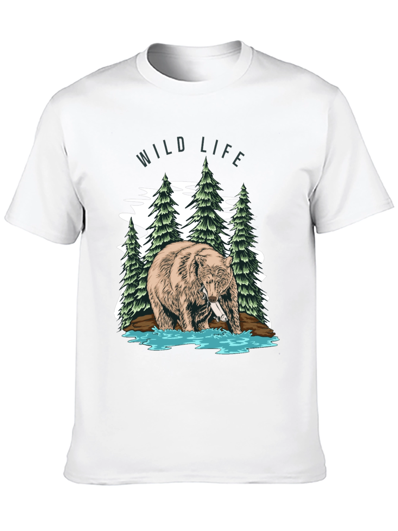 Wildlife Bear Graphic Print Mens T-Shirt