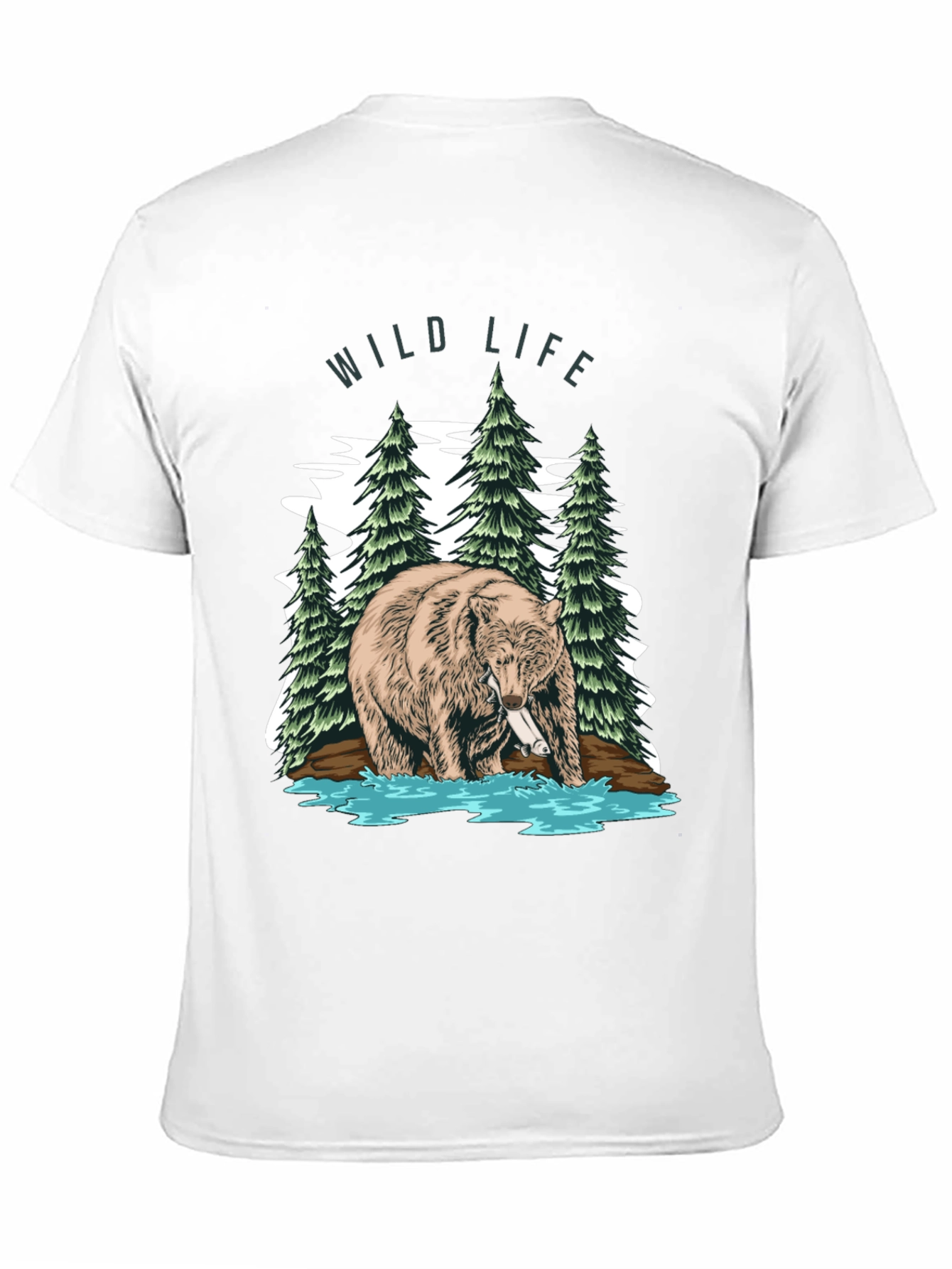 Wildlife Bear Graphic Print Mens T-Shirt