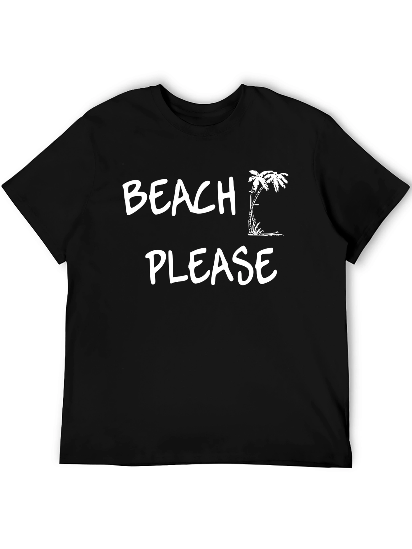 Beach Please Black Graphic T-Shirt
