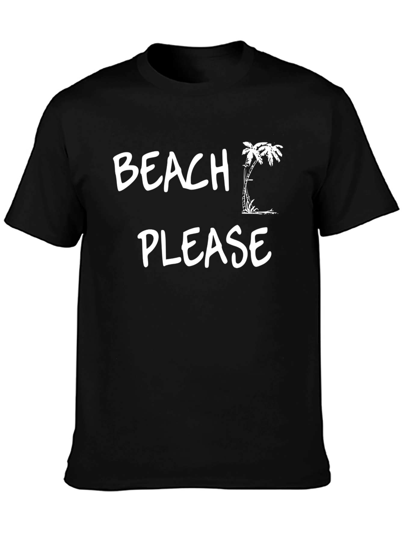 Beach Please Black Graphic T-Shirt