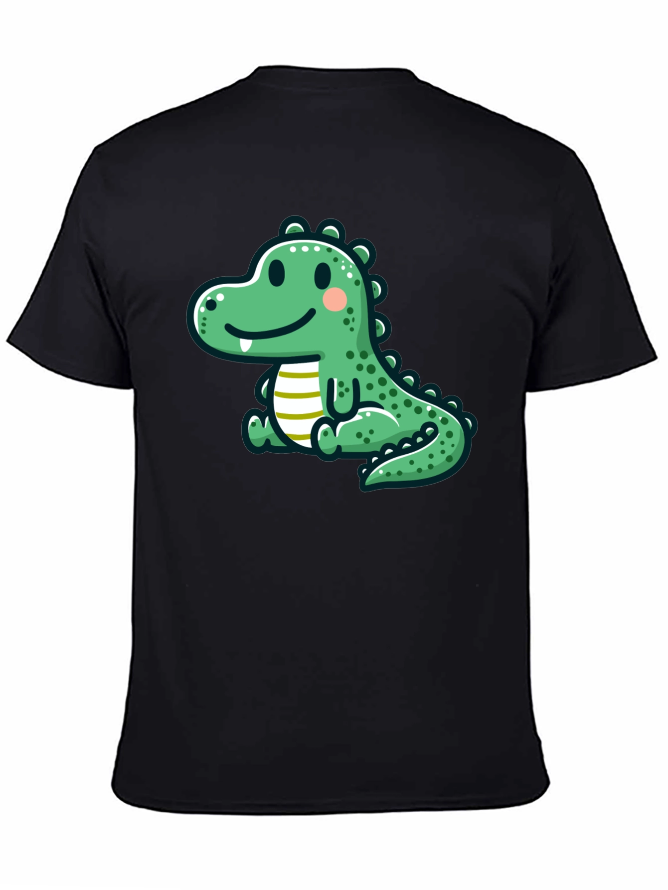 Cute Cartoon Dinosaur Graphic Tee - Black T-Shirt