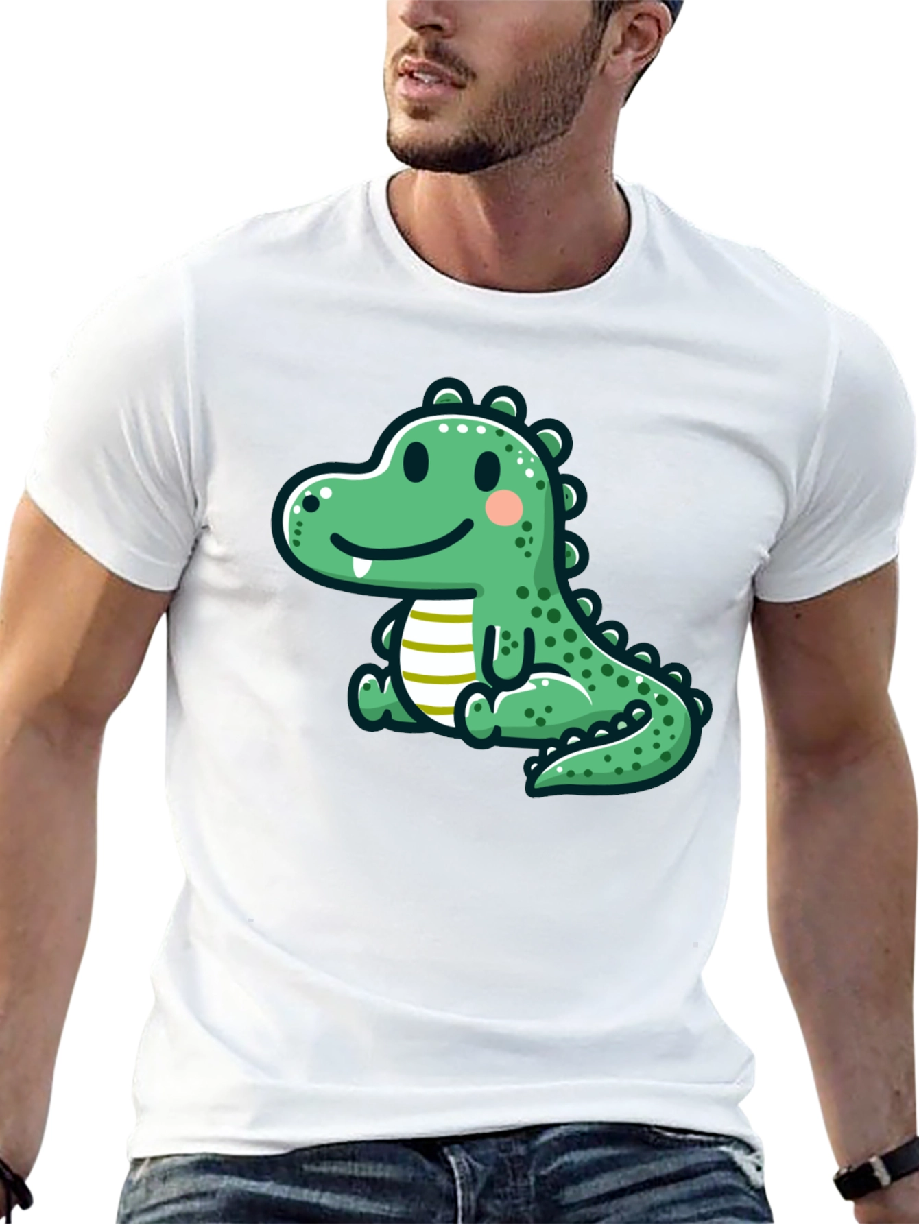 Cute Cartoon Dinosaur Graphic Tee - Black T-Shirt