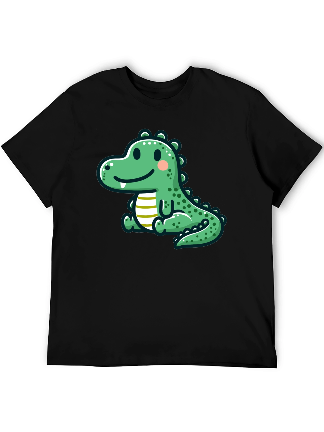 Cute Cartoon Dinosaur Graphic Tee - Black T-Shirt